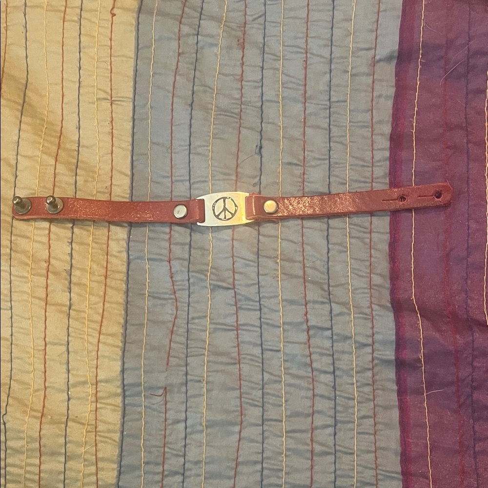 Brown Leather Peace Bracelet